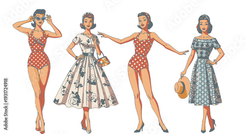 Vintage Women in Swimsuits.