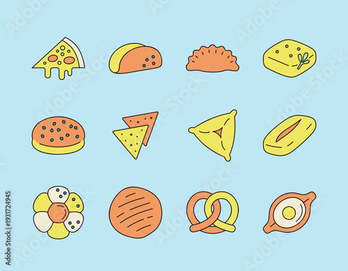 Diverse Baked Goods Vector Icon Collection