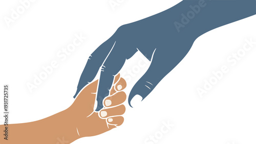 Mother hand holding baby hand vector illustration
