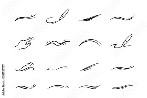 Vector serene simple arc sweep image movement generation stroke ink light icon