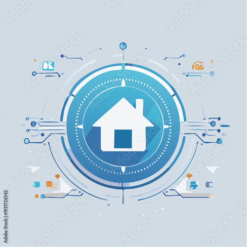 Smart Home Automation Technology Concept with Futuristic Digital Interface