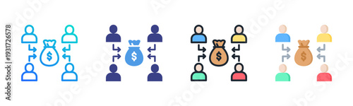 Crowdfunding Icon Set Vector Collection Isolated In Black And White