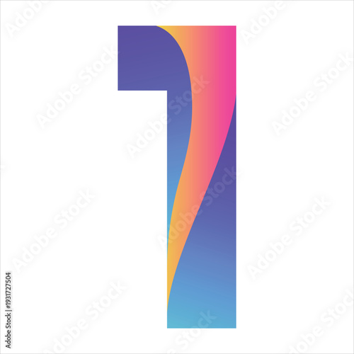Vibrant colorful number one graphic design element