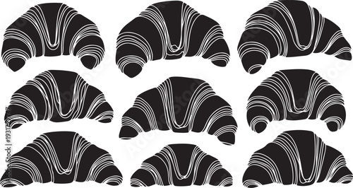 Black and White Croissants in a Patterned Design Layout