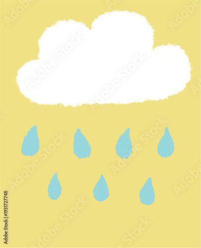 Cute Hand-Drawn Cloud with Raindrops