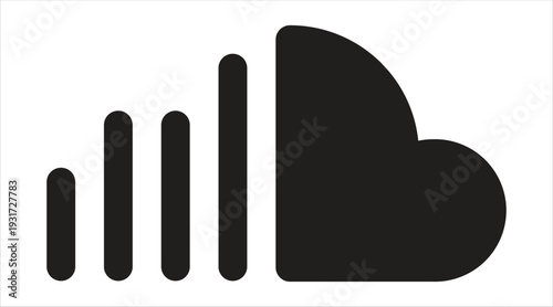 Black sound wave and heart symbol on white background