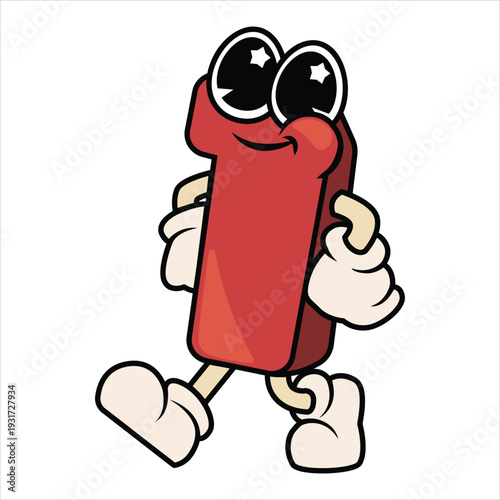 A cheerful cartoon popsicle character walking with a smile
