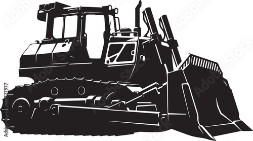Bulldozer Machine Heavy Equipment Construction Vehicle Silhouette Illustration