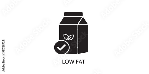 Minimal flat vector icon representing low fat concept, simple solid black silhouette, clean monochrome design, isolated on white background.