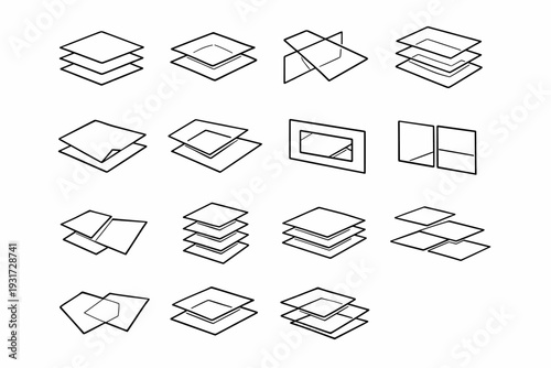 Forms generation image simple icon surface sections sheets layer plane layers vector