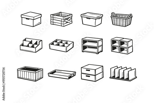 Module basket compartment icon generation silhouette vector storage bin unit image simple