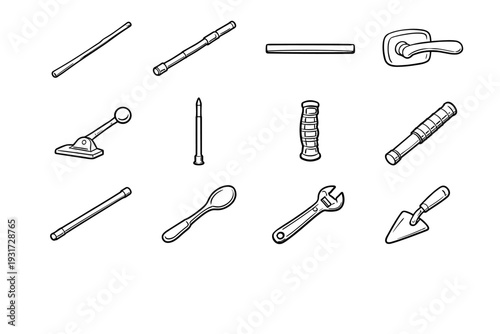 Pole rod vector implement grip image utensil simple icon silhouette baton generation