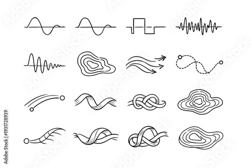 Wave icon tool sine topographic ribbon simple image generation curve cosine vector