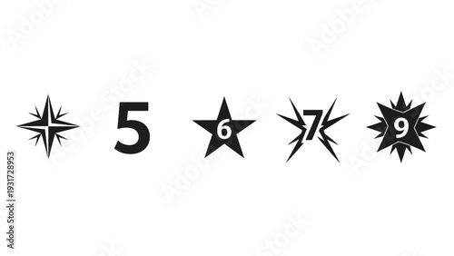 Numbered Starbursts and Compass Rose Icons