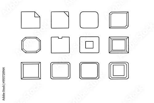 Notched beveled cutout simple vector icon image panel plate corner slab generation