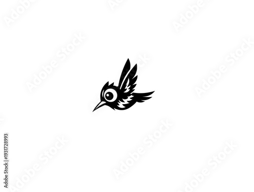 Hummingbird in flight on a white background. Vector illustration.