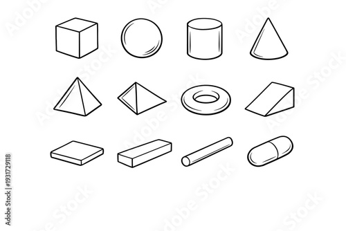 Form slab vector icon wedge cylinder simple image pyramid cone capsule generation