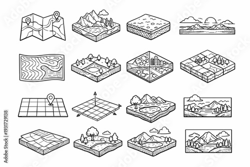 Simple image region vector slab icon location ground generation environment plane strip