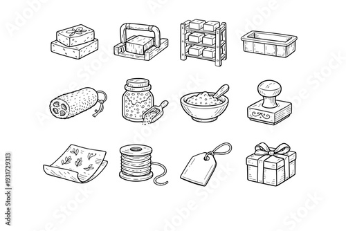 Soap box artisan label sheet icons icon vector gift curing handmade jar