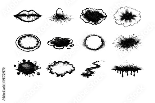 Halo soaked outline trail mark feather creep rough icon edge vector margin