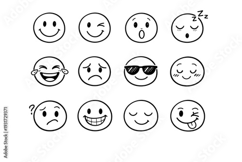 Smiley surprised simple grinning vector icon confused image silly calm winking face