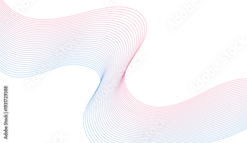 A vibrant digital illustration of wavy lines in red and blue hues on a white background