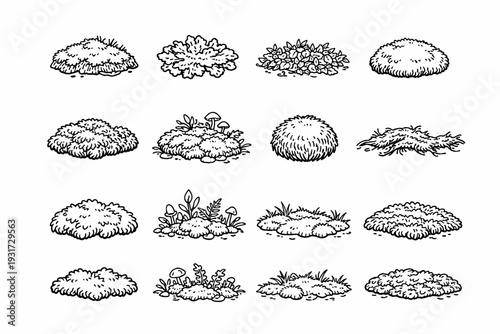 Simple generation vector textured organic moss carpet image forest creeping soft icon