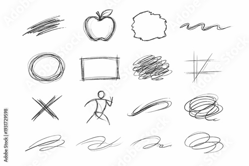 Simple soft line generation gesture doodle sketchy image guideline icon circle mark
