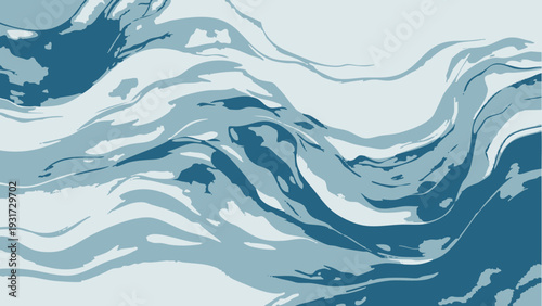 Vector Abstract Fluid Water, Depicting Serene Movement In Tones Of Aqua And Cerulean, Evoking Calm And Contemplation