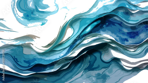 Vector Abstract depiction of water, rendered in fluid brushstrokes. A dynamic interplay of shades captures the essence of oceanic flow and the calming serenity of aquatic depths.