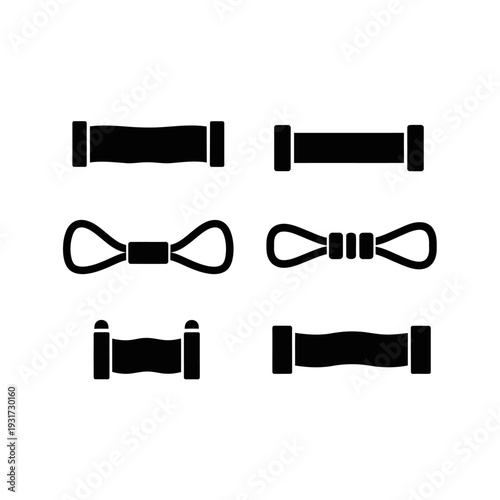 Set of black icons representing different types of pipes and connectors