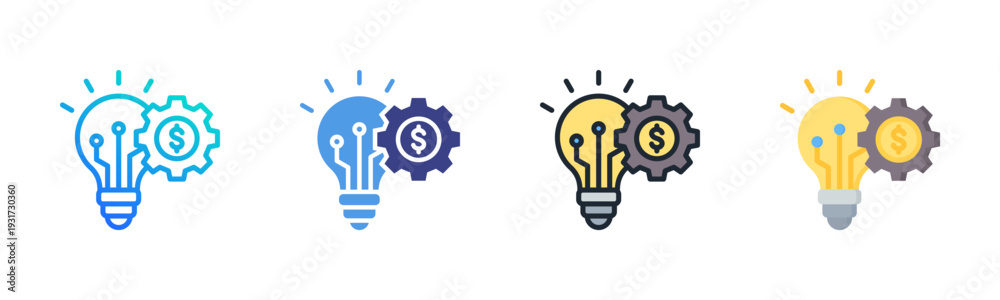 Fototapeta premium Business Innovation Icon Set Vector Collection Isolated In Black And White