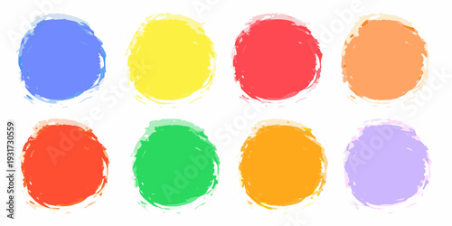Colorful paint blobs arranged in a grid pattern on a white background