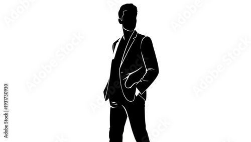 Silhouette of a Stylish Man in a Suit Standing Confidently