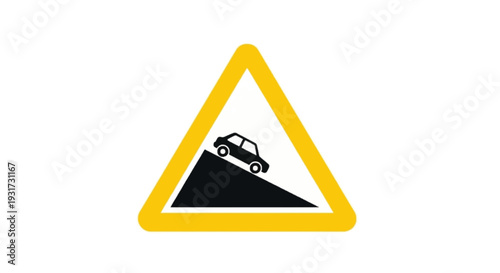 Free Download Steep Hill Road Warning Sign Car Climbing Slope Traffic Symbol - GFXLoad