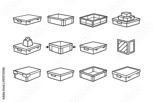 Reinforced vector clean support bed icon corner storage container geometry under proportions
