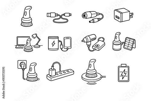 Vector input proportions refined connection brush cordless option icons icon charging energy