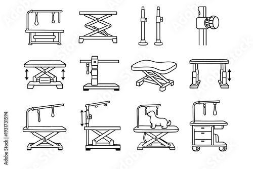 Vector working technical mechanism pet comfortable icons icon furniture telescopic flexible grooming