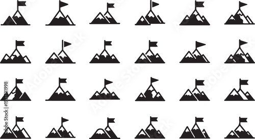 Black and white mountain with flags symbol 1