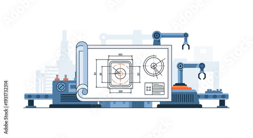Industrial Automation & Robotics: Engineering Blueprint on a Modern Manufacturing Production Line