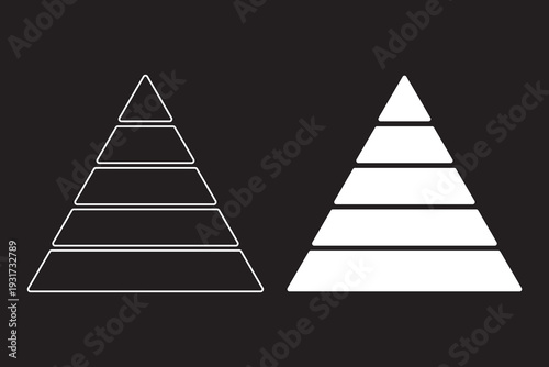 Triangular pyramid infographic vector icon set. Maslow layer diagram. Development level infographic. Business graph. Pyramid vector illustration.