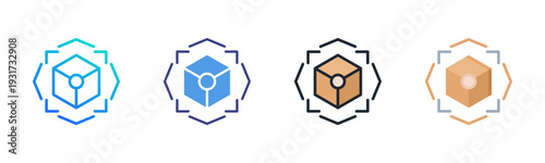 Augmented Reality Icon Set Vector Collection Isolated In Black And White