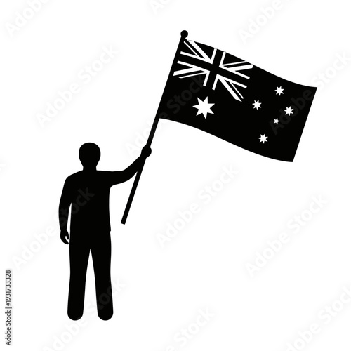 Silhouette Person Holding Australian Flag Expressing National Pride and Celebration.
