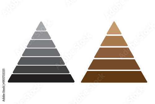 Triangular pyramid infographic vector icon set. Maslow layer diagram. Development level infographic. Business graph. Pyramid vector illustration.