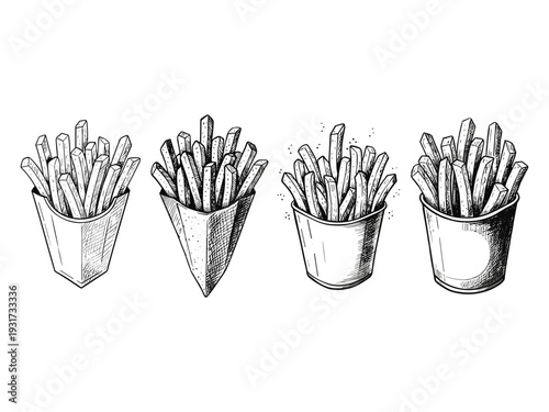 French Fries Assortment Food Service Packaging