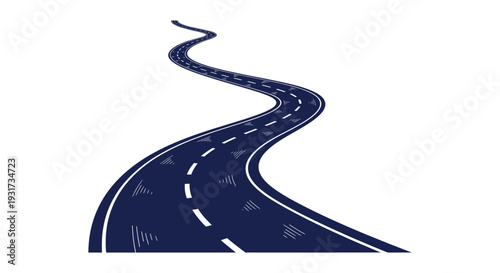 Winding Curving Road Path Perspective Journey Ahead Destination Route Vector Graphic