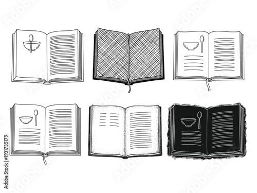 Cookbook Illustrations Open Pages Culinary Art