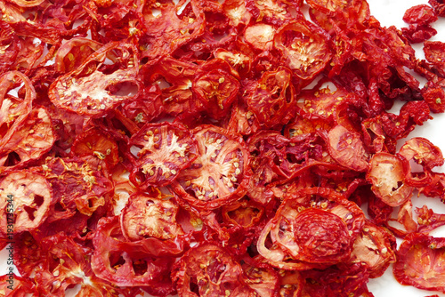 close up of homemade dried tomatoes,
