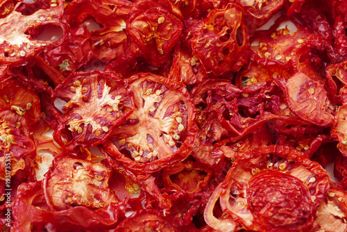 close up of homemade dried tomatoes,