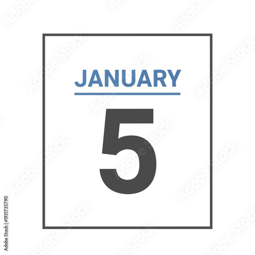 January 5th: A crisp calendar icon for digital and print media, precisely marking this specific day, ideal for scheduling, event planning, and